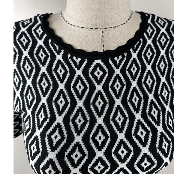 Saks Black Label Argyle Sweater Knit Dress XL - Picture 4 of 5